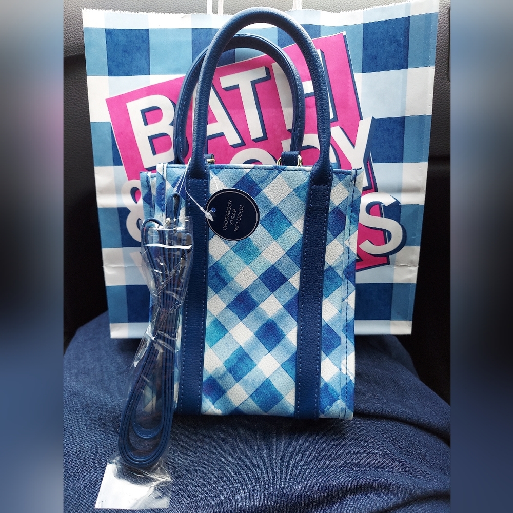 Gingham mini tote by bath and body works